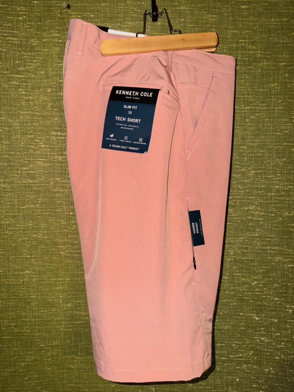 NWT Kenneth Cole Mens Size 38 Performance Tech Shorts SalmonPink Golf Athleisure